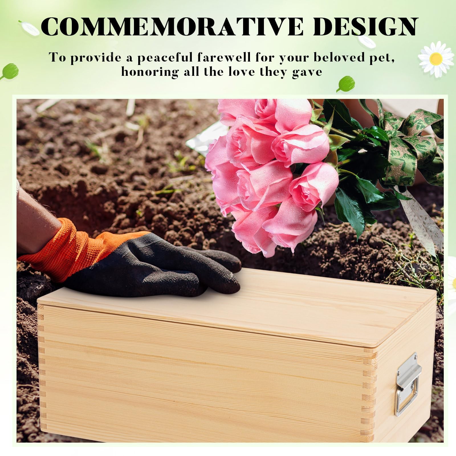 Pet Casket for Dogs and Cats, Wooden Burial Pet Loss Coffin Furry Loss Gift f…