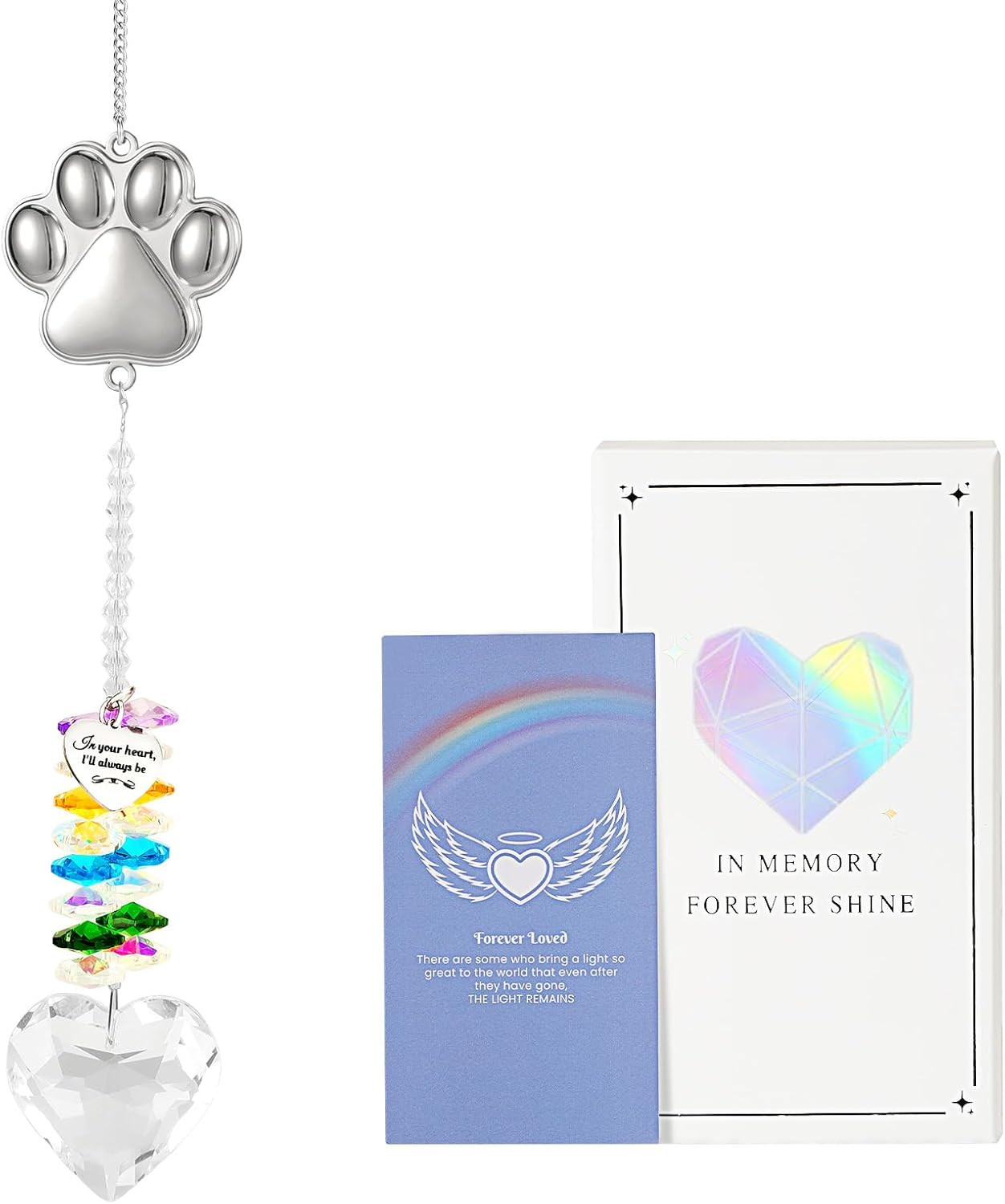 Pet Memorial Suncatcher with Paw Print – Thoughtful Loss Gift for Dog & Cat