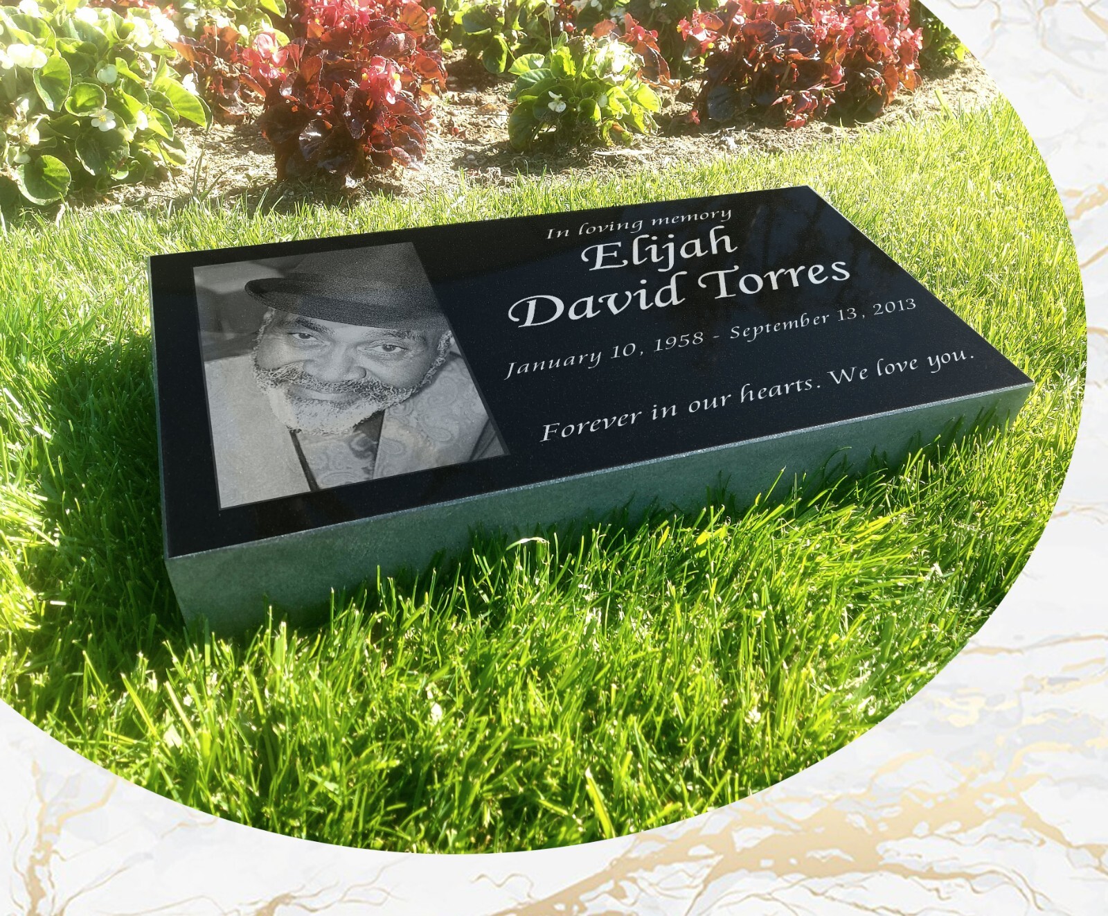 16″х8″х3″ inch Large Pet Headstone  Diamond Engraved on the Grave Marker Granite