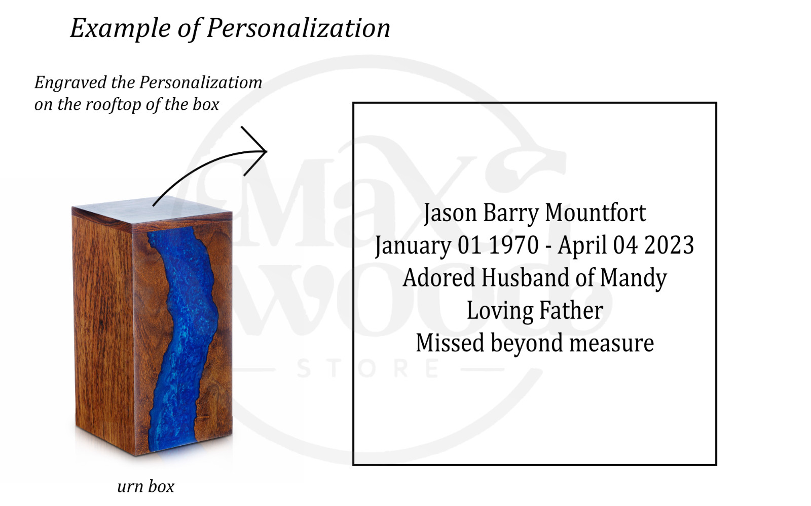 Handcrafted Rosewood and Blue Resin Urn Box – Memorial for Humans Ashes