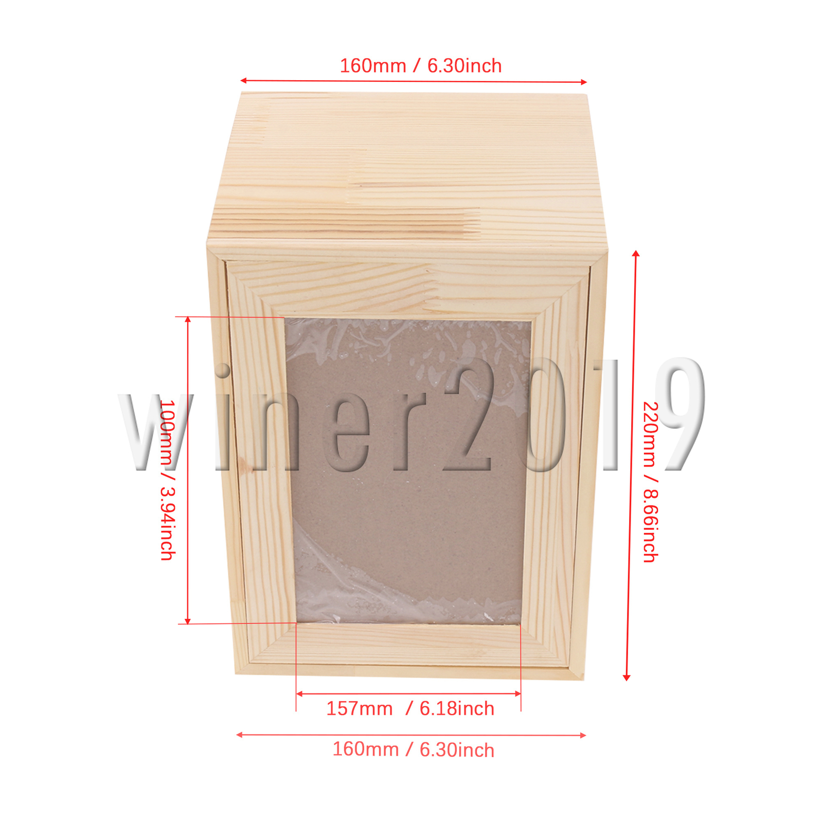 Natural Wood Pets Ashes Memorial Box Cremation with Photo Frame 6.3″x6.3″x8.66″