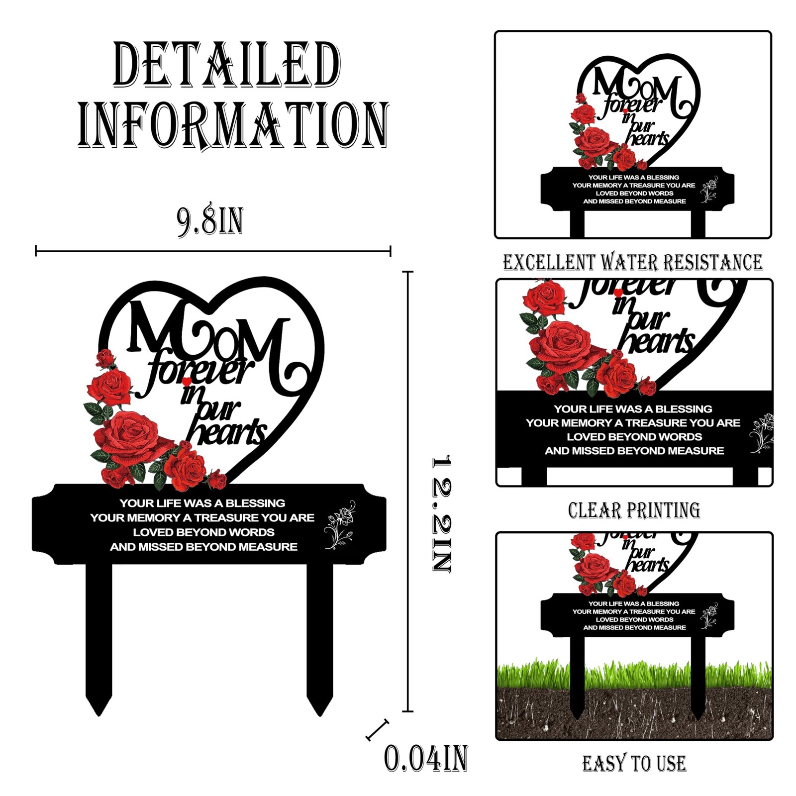 Memorial Stakes Cemetery Decorations for Mom Grave Decorations for Cemetery W…