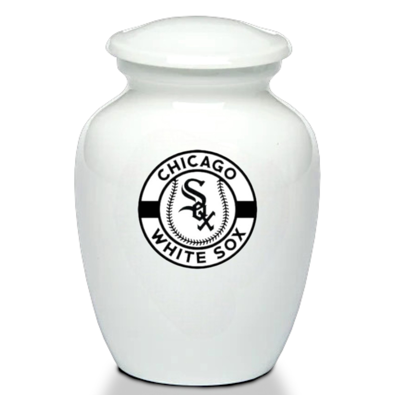 Chicago White Sox Baseball Style Cremation Urn Adult Ashes White Metal 8 In Urns