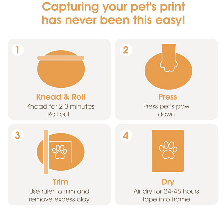 Pearhead Pet Paw Print Photo Frame with Clay Imprint Kit for Cats and Dogs