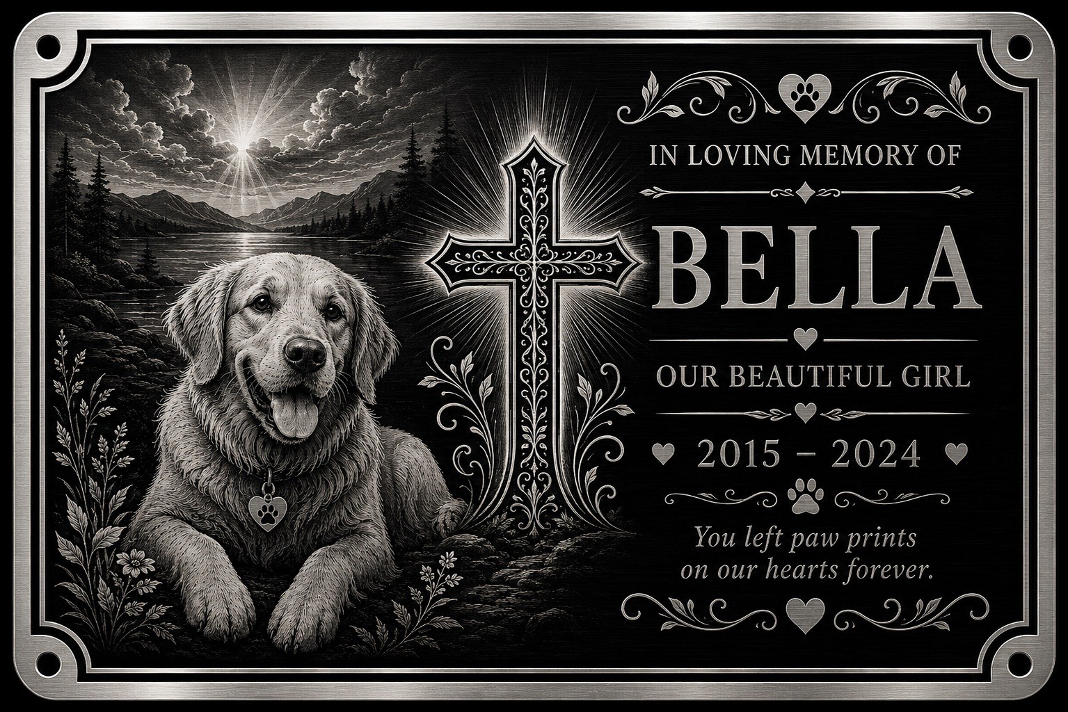 Personalised Pet Memorial Plaque Custom Photo Engraved Aluminium Dog Cat Horse