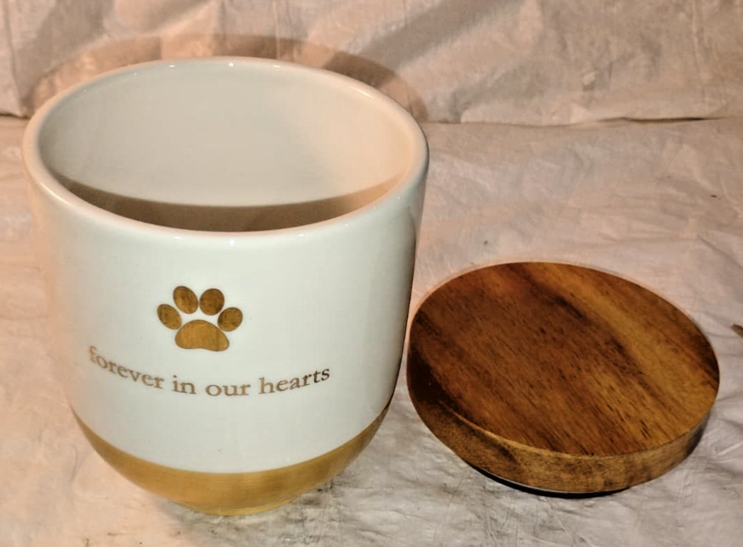 Pearhead Ceramic “Forever in Our Hearts” Pet Memorial Urn Elegant Keepsake Jar