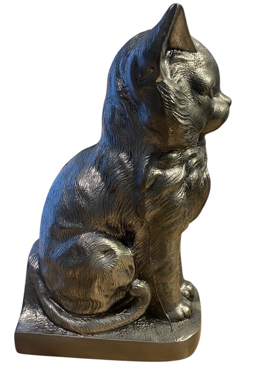 Cat Kitty Urn for Cremation Ashes Statue Memorial Cast Pewter Figurine USA Made