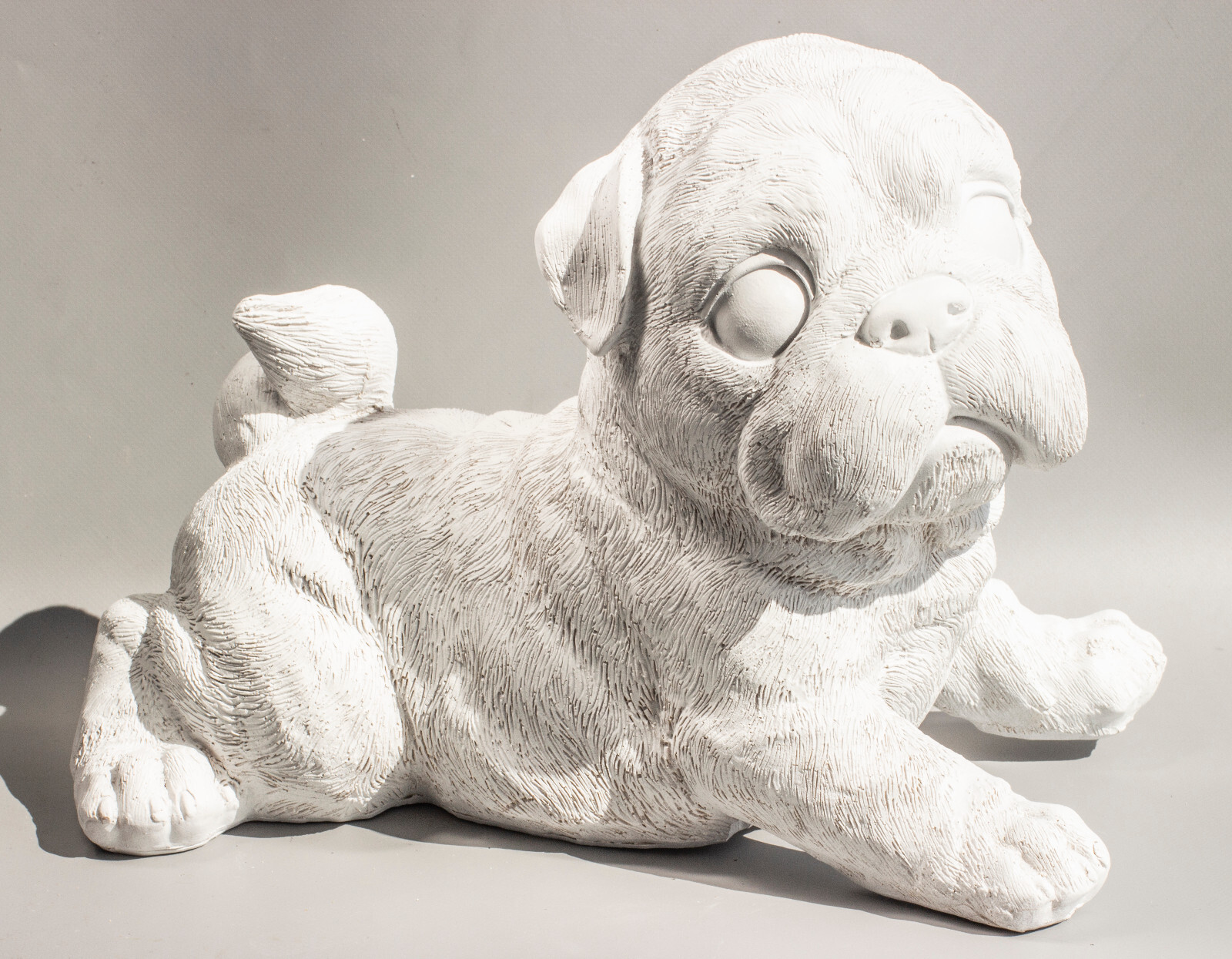 Unpainted Pet Cremation Urn Pug Dog Ashes Memorial Sculpture Funeral Grave Decor