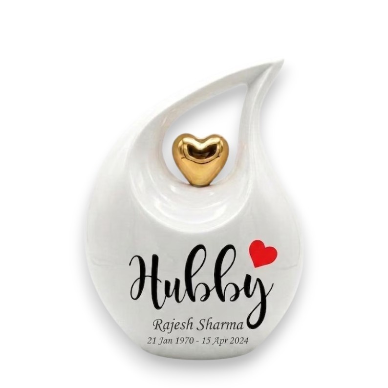 Personalized “Hubby” Teardrop Aluminum Cremation Urn Adult Human Ashes Urns