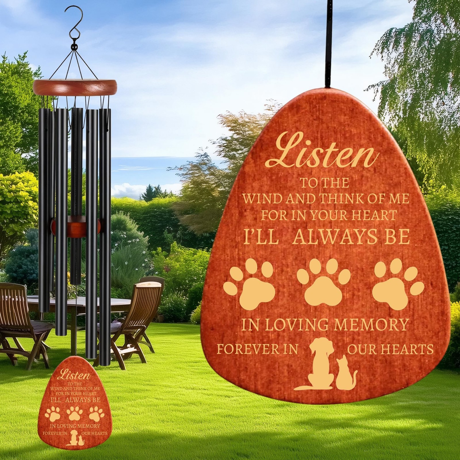 Wind Chimes for Loss of Pet Dog,Pet Dog Memorial Wind Chime – in Loving Memor…