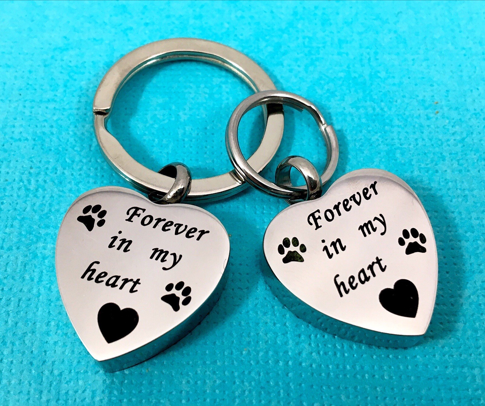 Pet Cremation Pendant Urn Keychain 1″ Key Ring Dog Cat Ashes Forever in My Heart