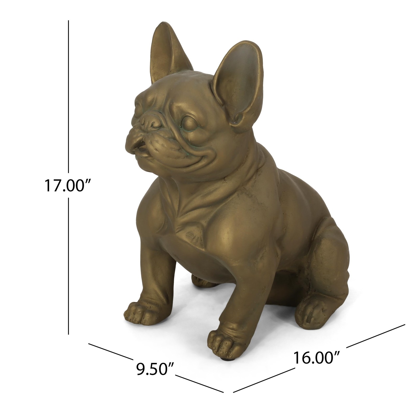 Merax French Bulldog Garden Statue – Outdoor Cast Stone Decor, Rustic Gold Fi…