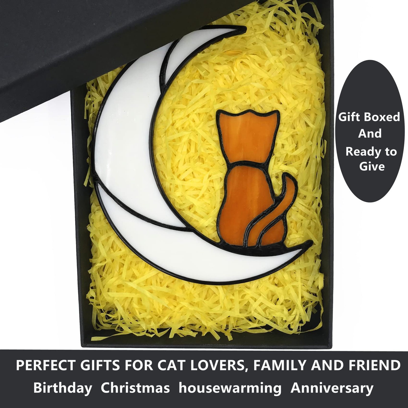 Orange Cat Glass Ornament for Cat Lovers, Tabby Cat Memorial Gift, Hanging Cat