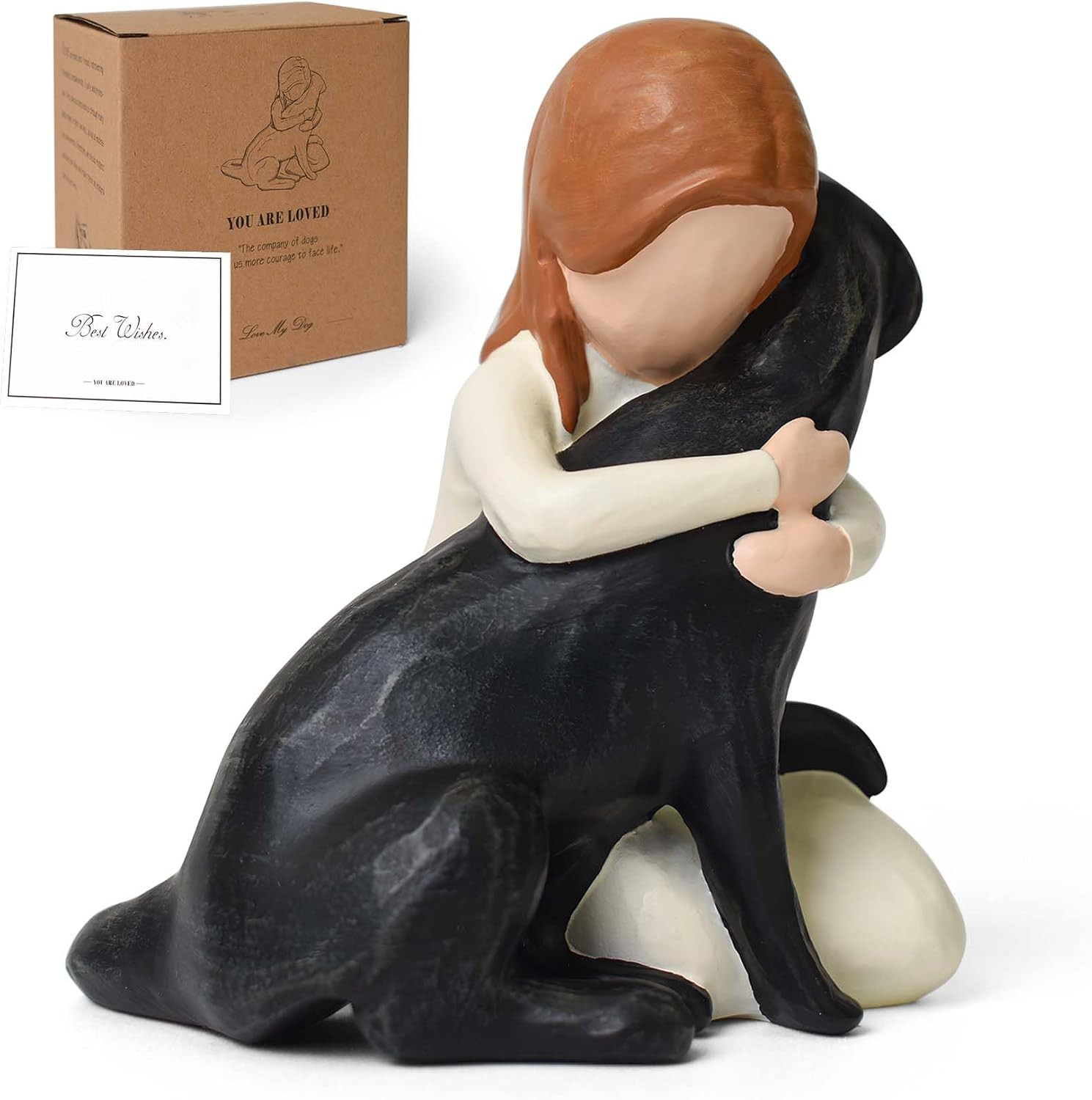 Black Dog Memorial Figurine Resin Labrador Statue Sympathy Gift for Pet Loss
