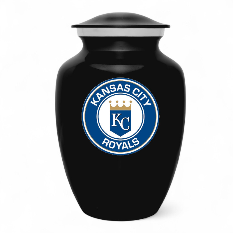 Black Kansas City Royals Baseball Style Cremation Urn Adult Ashes Metal Urns
