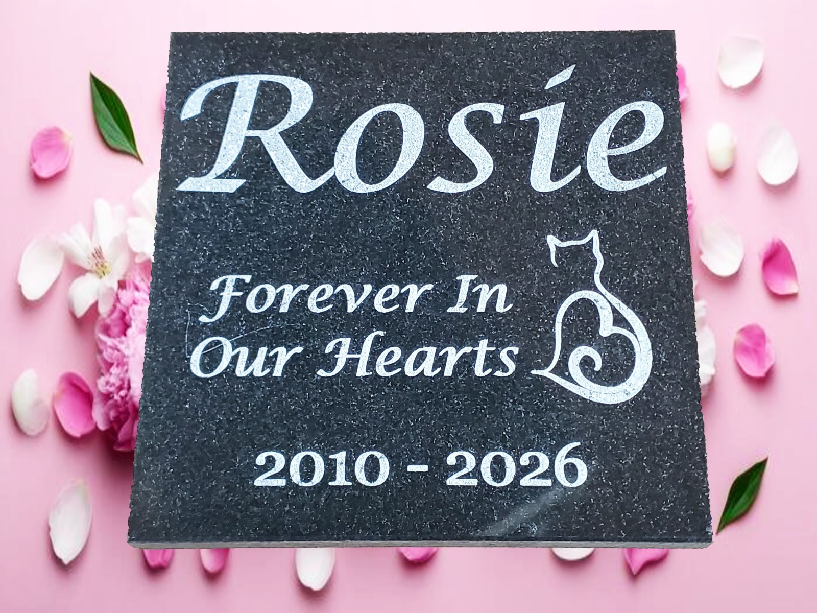 Cat Loss Granite Stone Plaque: Personalized Pet Memorial Garden Grave Marker d10