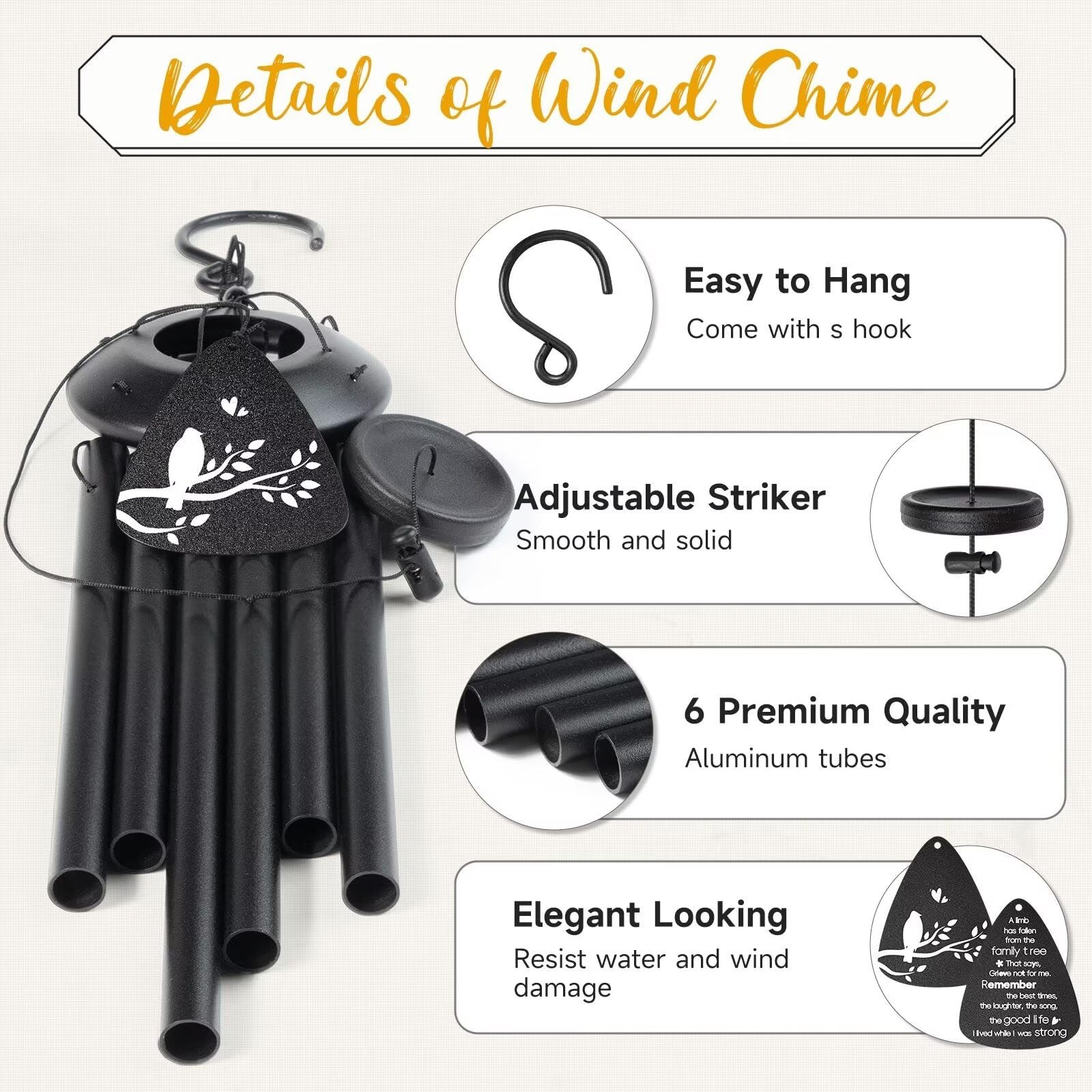 Memorial Gifts for Loss of Loved one, 25”Memorial Wind Chimes of Sympathy Gi…