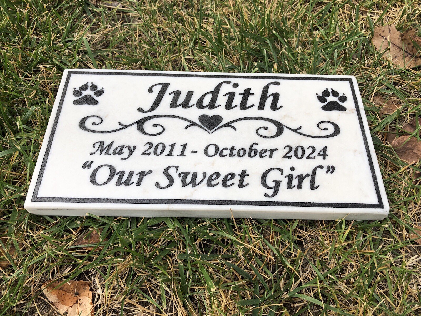 12″x 6″x 3/4″ Custom Engraved Stone Pet Memorial,Grave Marker Marble Plaque