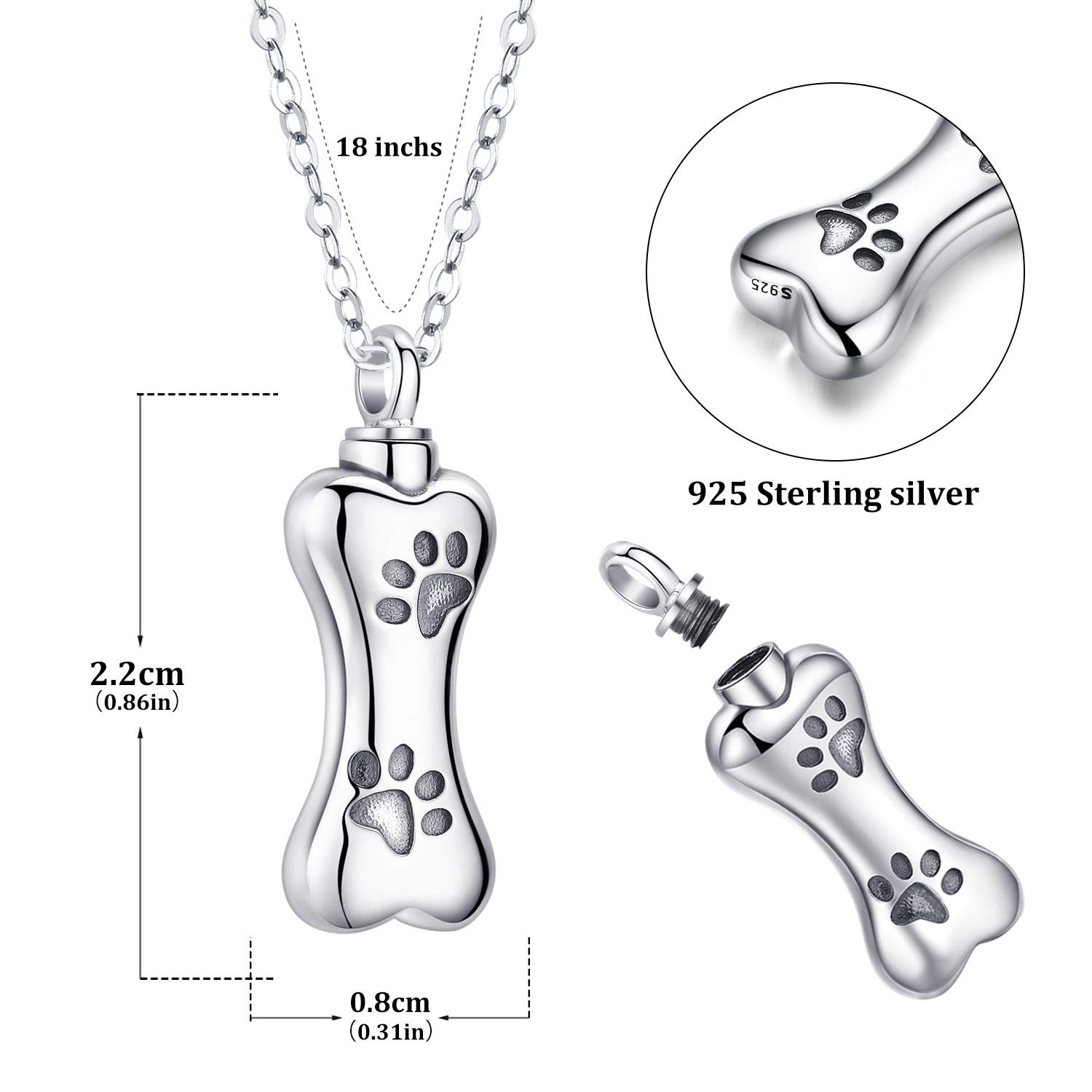 Aniu Dog Cremation Jewelry For Ashes 925 Sterling Silver Urn Necklace For Women