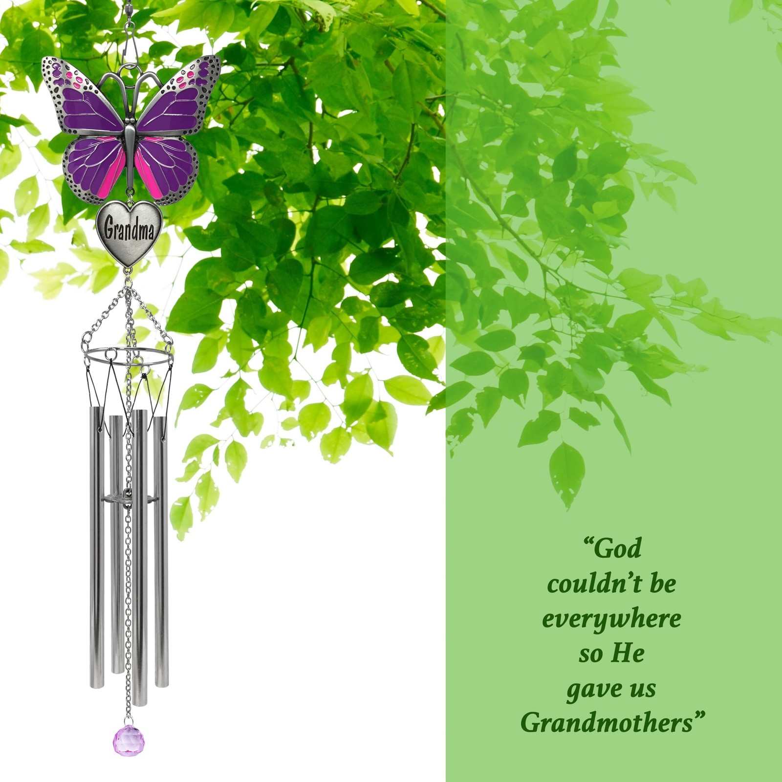 Butterfly Wind Chimes for Grandma, Grandma Memorial Gift, Engraved Heart Wind…