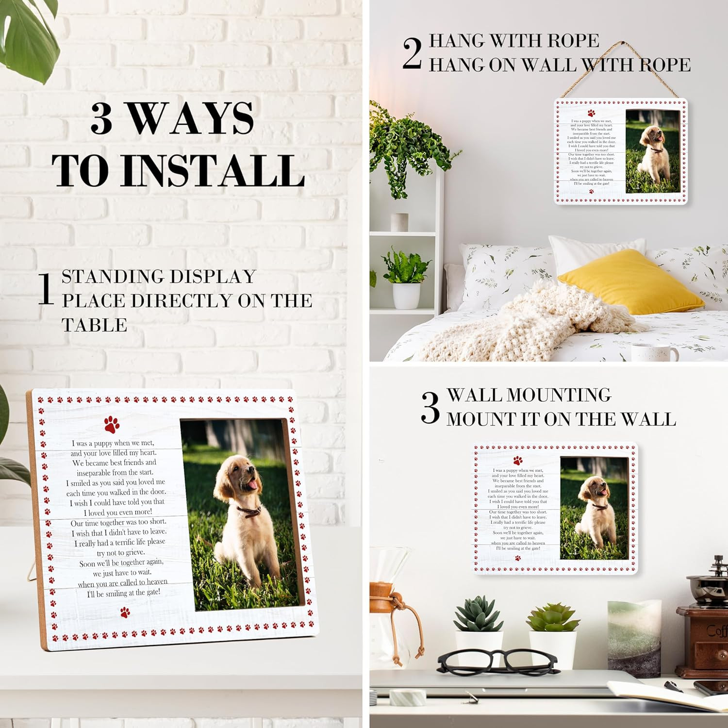 Pet Memorial Picture Frame, Remembrance Photo Frame for Dogs & Cats, Sympathy Gi