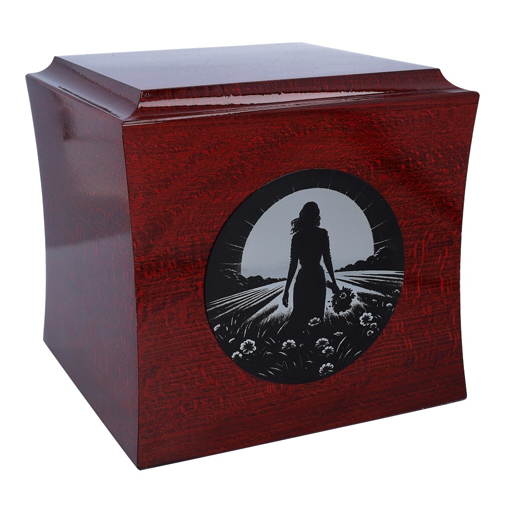 Female urn for ashes Unique emotional cremation urn with engraved text and woman