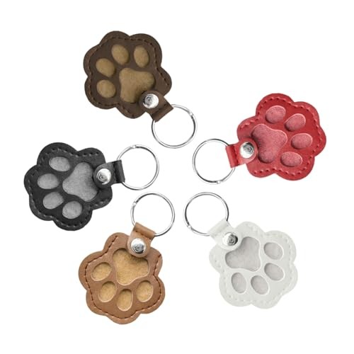 5PCS Pet Paw Car Keychain, Pet Hair Memorial Key Holder for Collecting Dog &