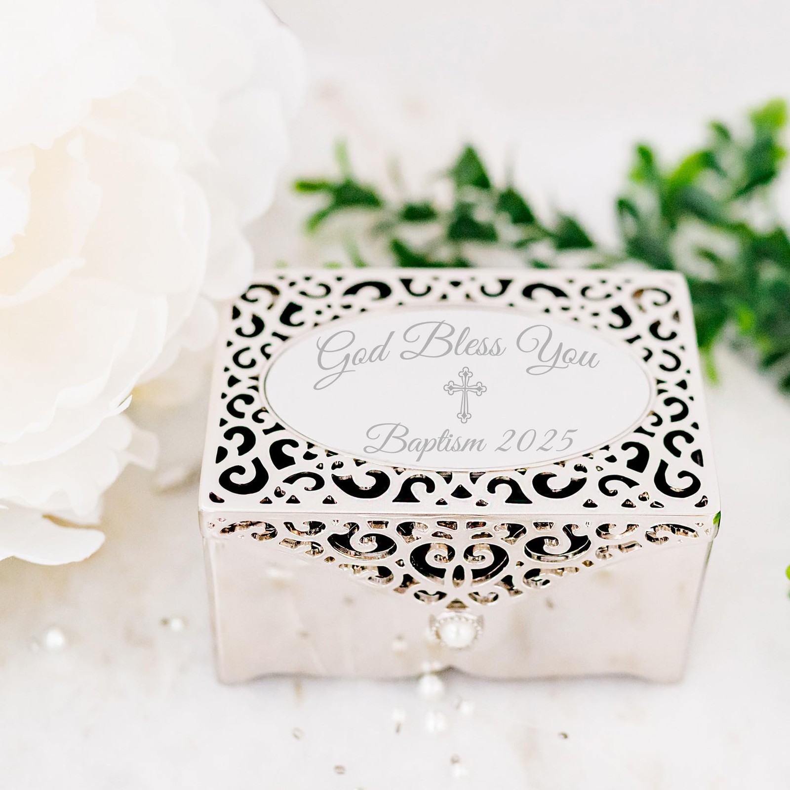 Cherished Moments Filigree Rectangle Jewelry Box, Religious Keepsake