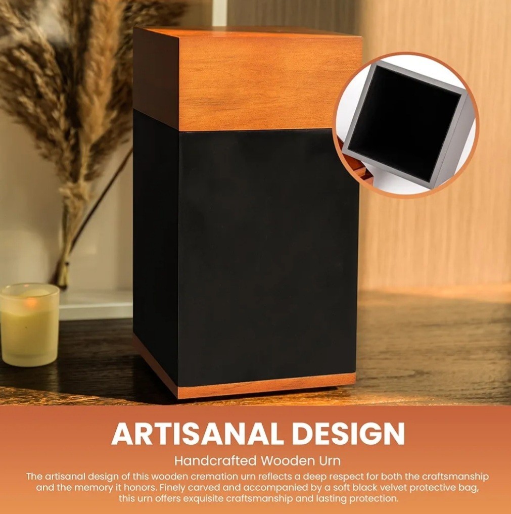 Authentic DC HIRO Cremation Urns for Ashes Large Burial Funeral Wooden Urn