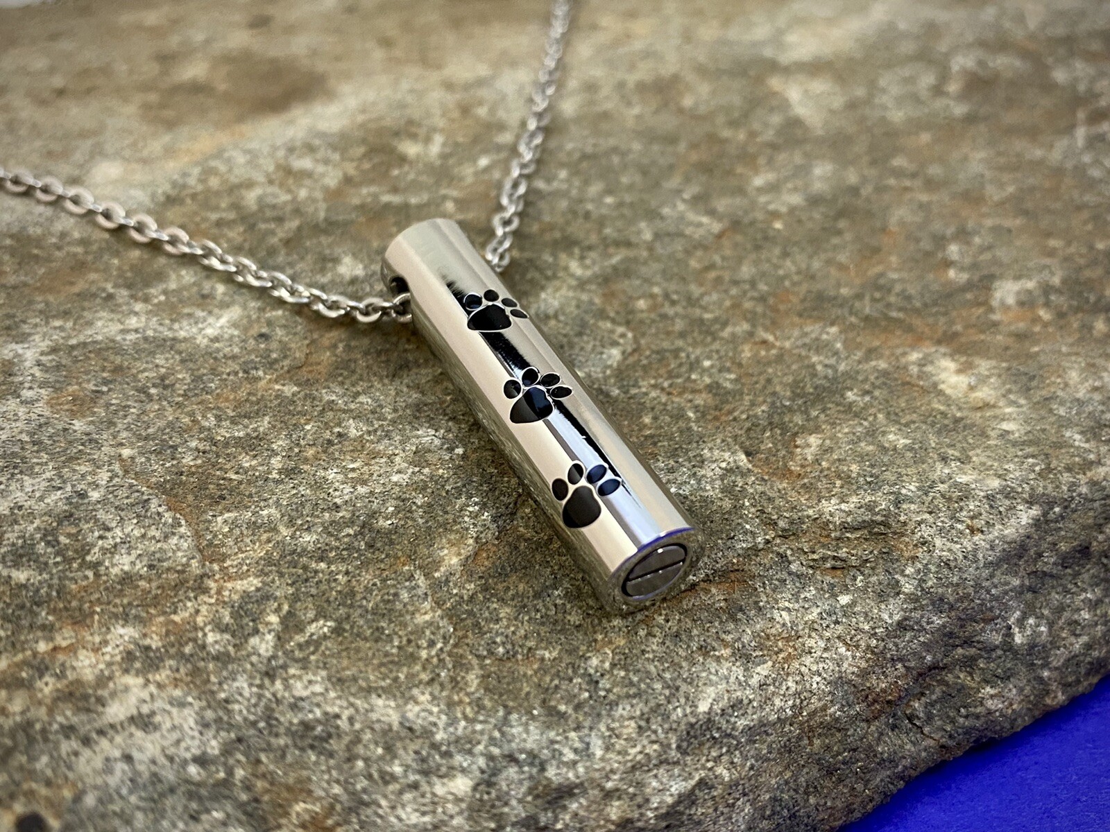 Small Vial Pet Cremation Necklace Pendant Urn for Ashes Dog Cat Paw Prints Gift