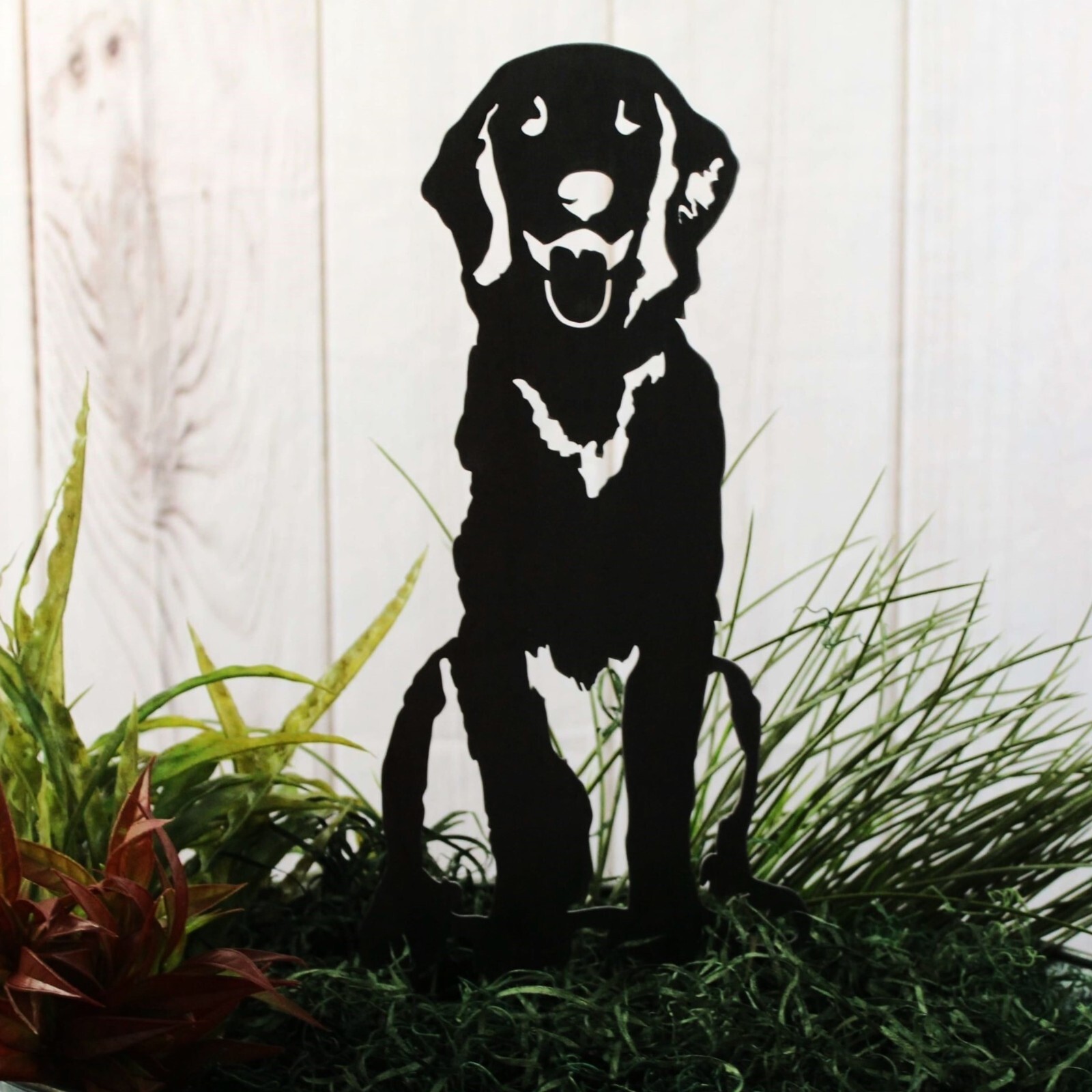 Golden Retriever Sitting Black Metal Dog Silhouette