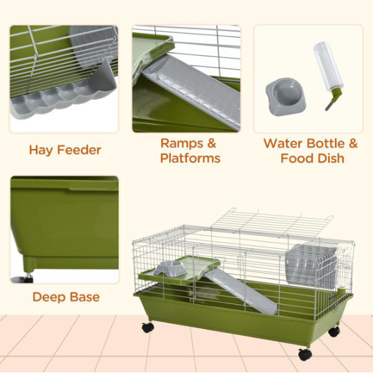 Small Animal Cage, Rolling Bunny Cage, Guinea Pig Cage