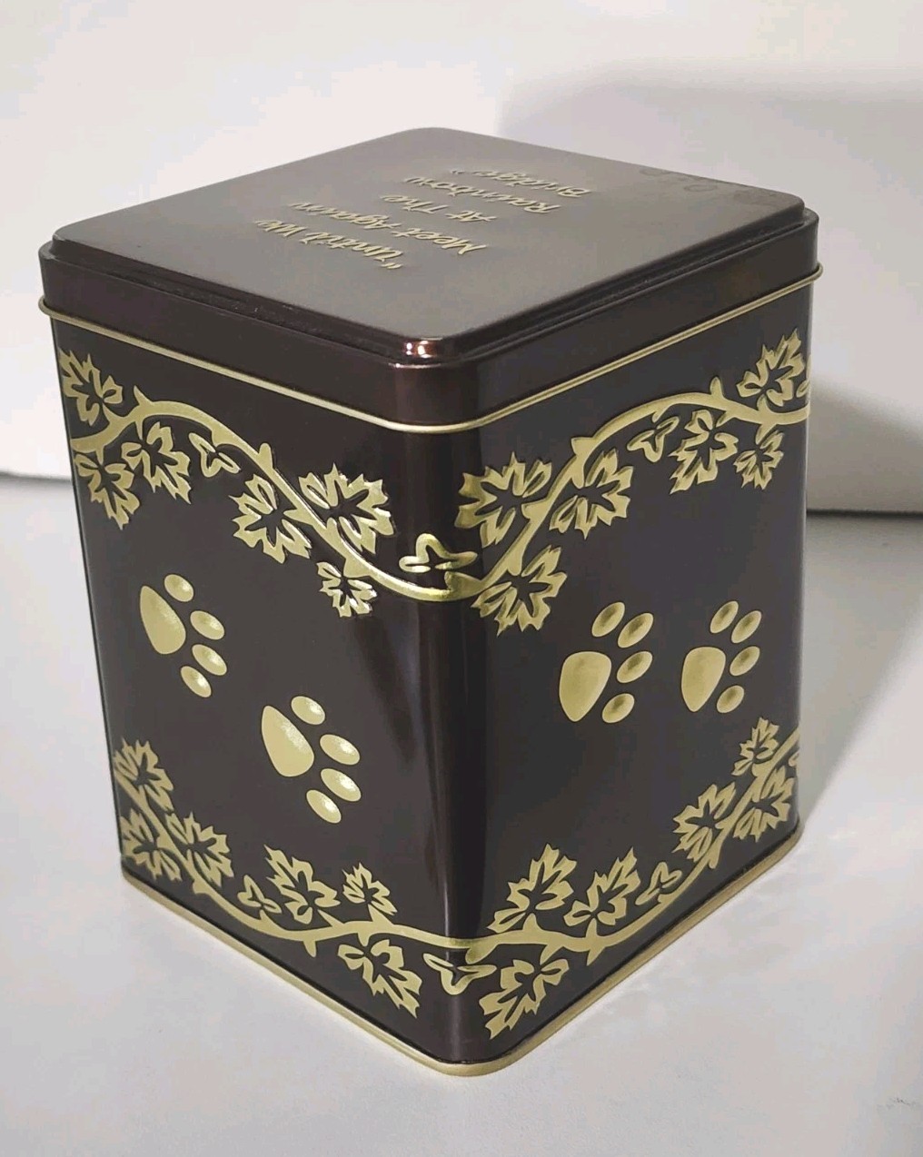 PET – METAL CREMATION MEMORIAL URN “UNTIL WE MEET AGAIN” PAW PRINT TIN