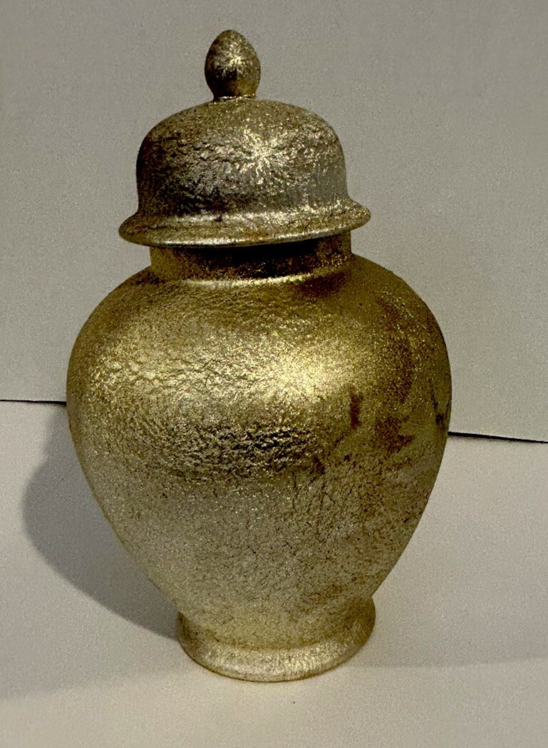 Small Ceramic Classic Gold Urn With Butterfly Detail For Pets Or Human Ashes