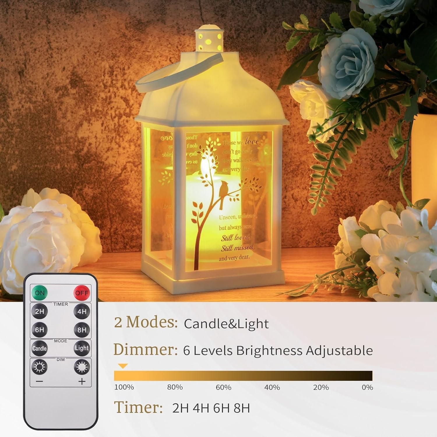 Memorial Lantern with Card – Sympathy Gift for Loss of Mom/Dad/Loved One, Black