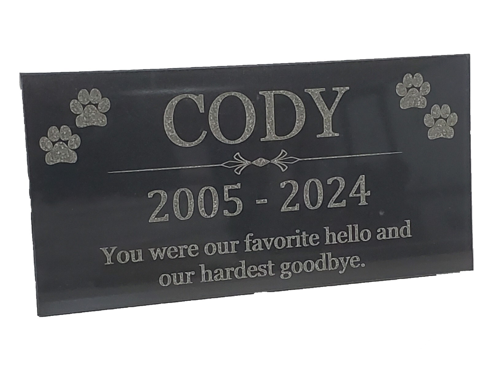 6×12 Granite Pet Memorial Grave Head Stone Marker Cat Dog Family Loss Gift t2
