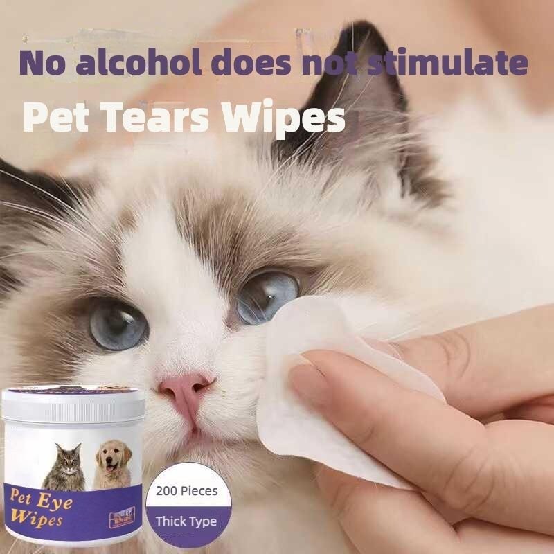 Pet Eye Wipes, 200 Wipes Can Pet Eye CleaningWipes, Tear Stain Removing Wipe, P