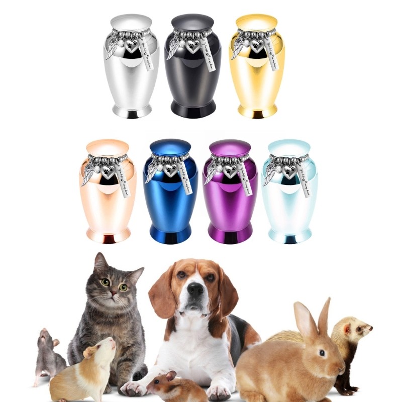 Elegant Dog Cats Memorial Urn Aluminum Alloy Pet Ashes Container Locket Jewelry