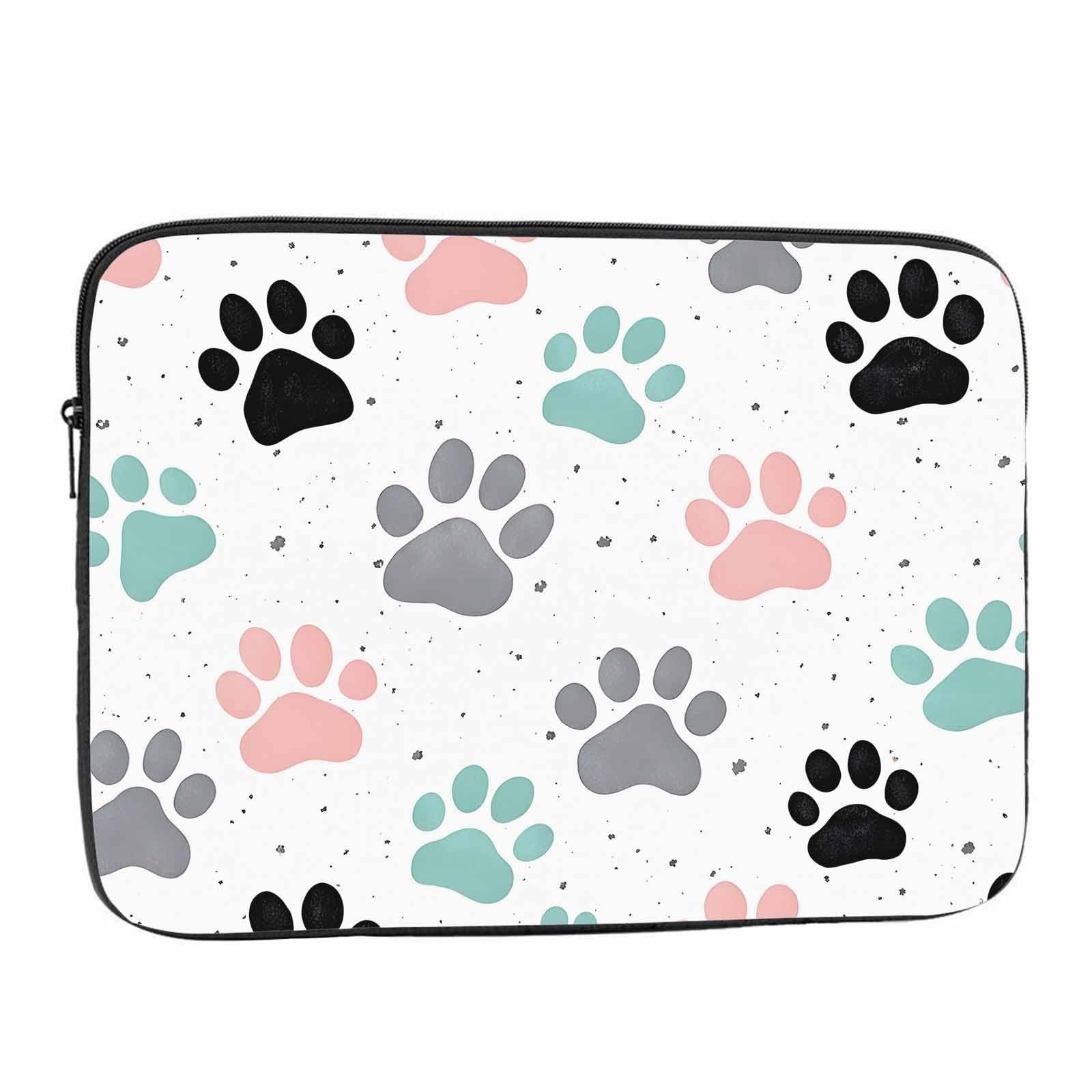 Laptop Sleeve Bag 15.4 15.6 Inch,Dog Paw Prints Colorful Dog Footprint Protec…