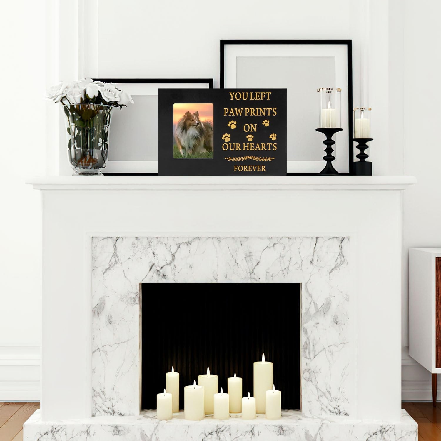 Pet Urns for Dog or Cat Ashes, Wooden Pet Memorial Urns with Photo Frame, Pet Cr