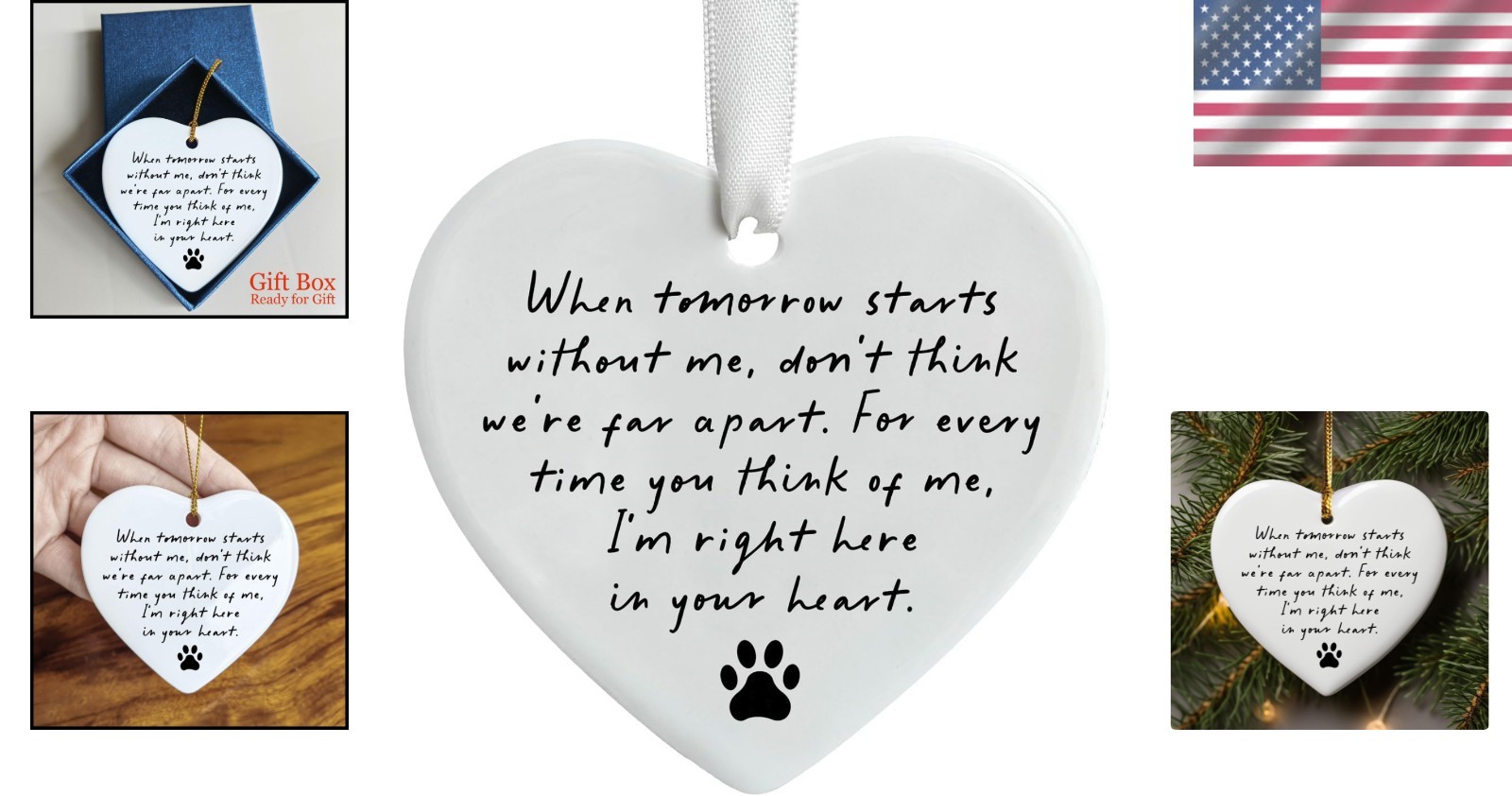 Pet Memorial Ceramic Heart Keepsake, “When Tomorrow Starts Without Me” Rememb…