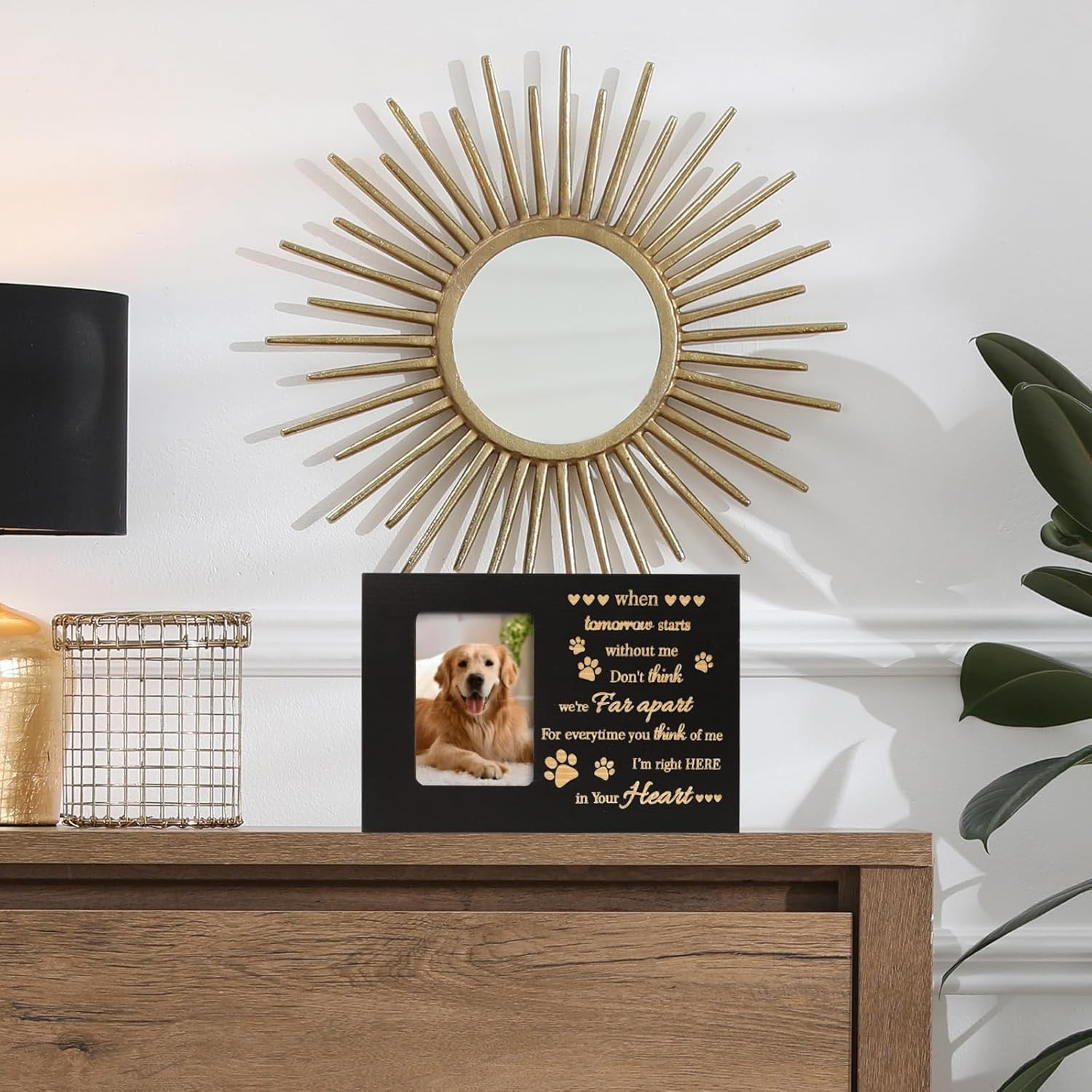Pet Urns for Dog or Cat Ashes, Wooden Funeral Cremation Urns with Photo Frame…