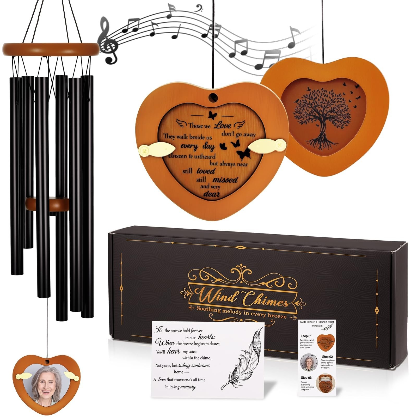 32 Inch Personalized Memorial Wind Chimes Sympathy Gifts for Loss of Loved On…