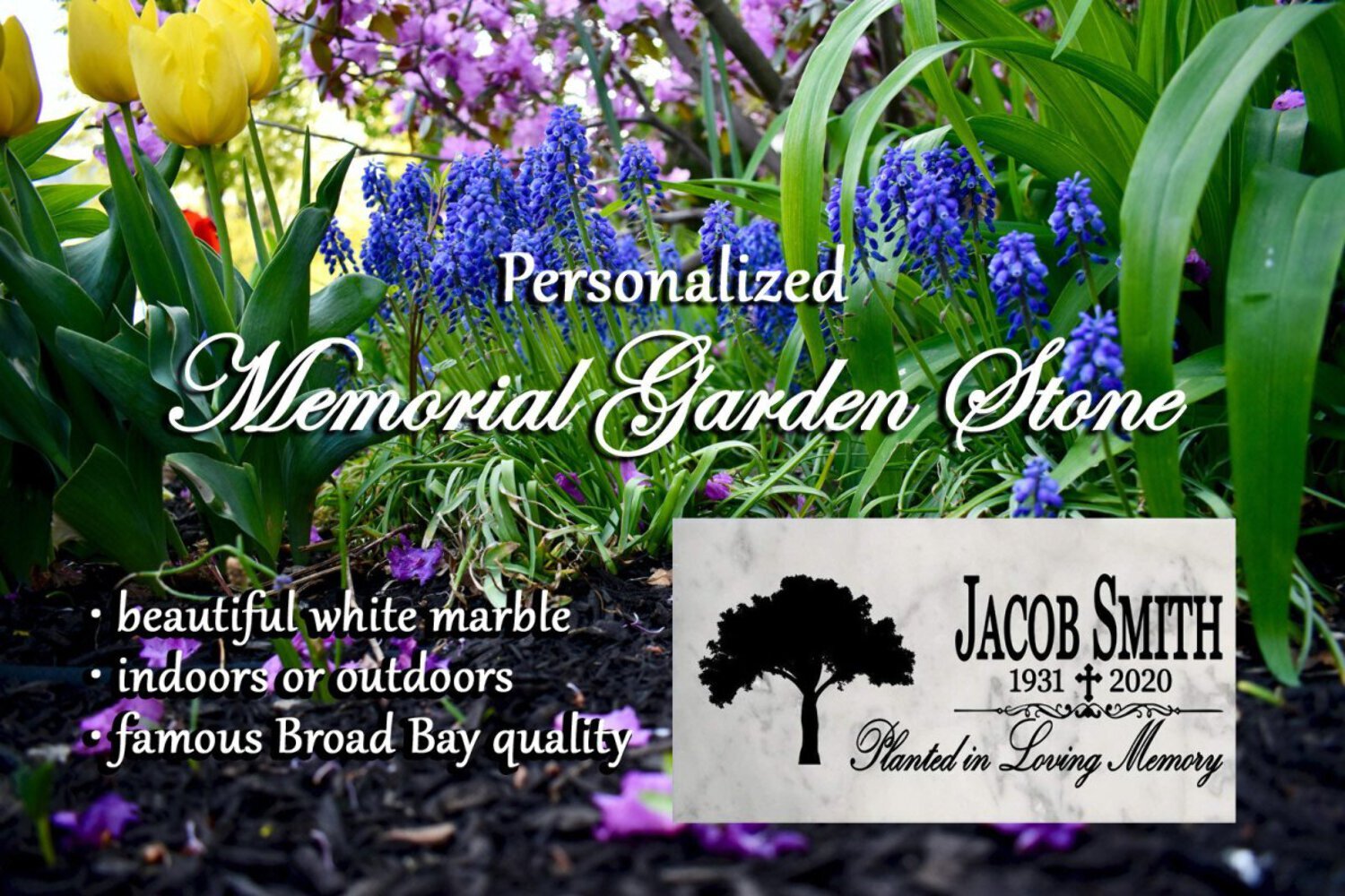 Planted in Loving Memory Memorial Plaque Stone Gift Remembrance Plaque