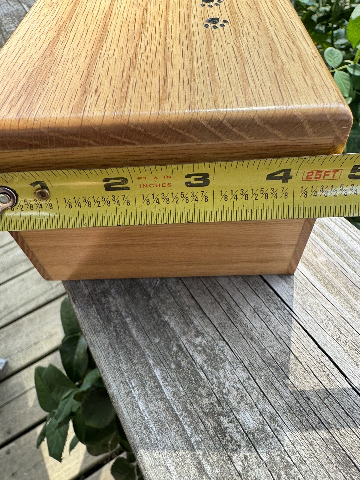 Lg Pet Cremation Urn Inlay Paw Print Wood Box Cat Dog Ashes Memorial Chest 10”