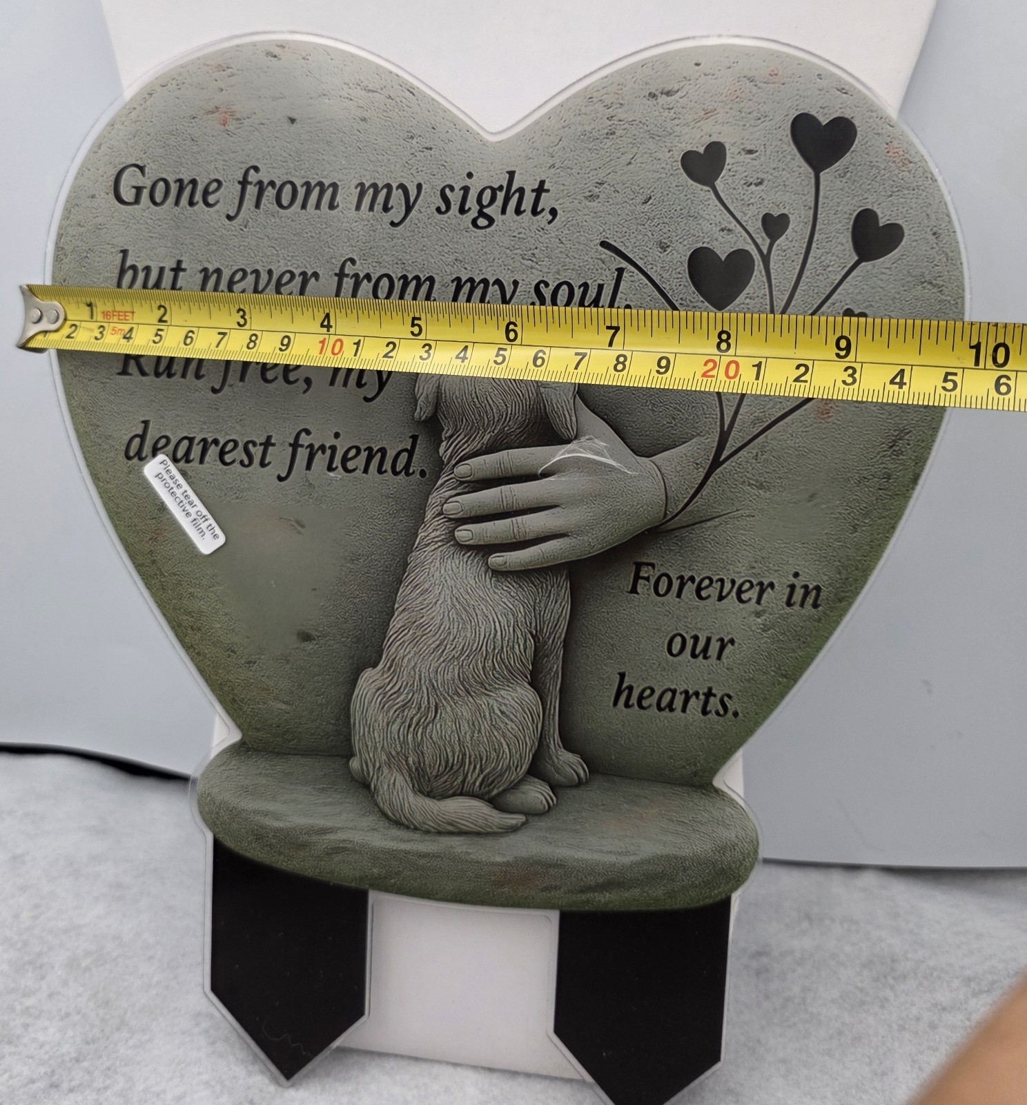 Heart-shaped PET MEMORIAL grave Marker “Forever In Our Hearts” 1 dimension 11″