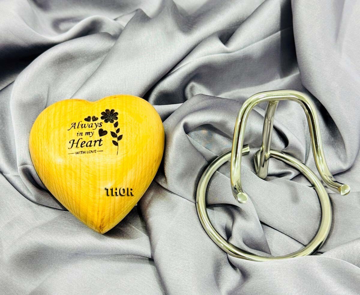 Natural Wooden Heart Keepsake always in my heart handwriting Print Urn