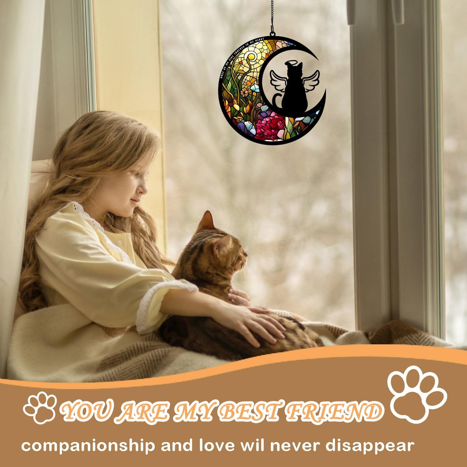Cat Memorial Suncatcher for Windows Memorial Ornament, Pet Sympathy Gift to Memo