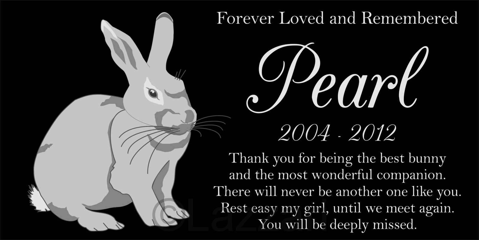 Personalized Bunny Rabbit Pet Memorial 12×6 Granite Headstone Grave Marker Stone