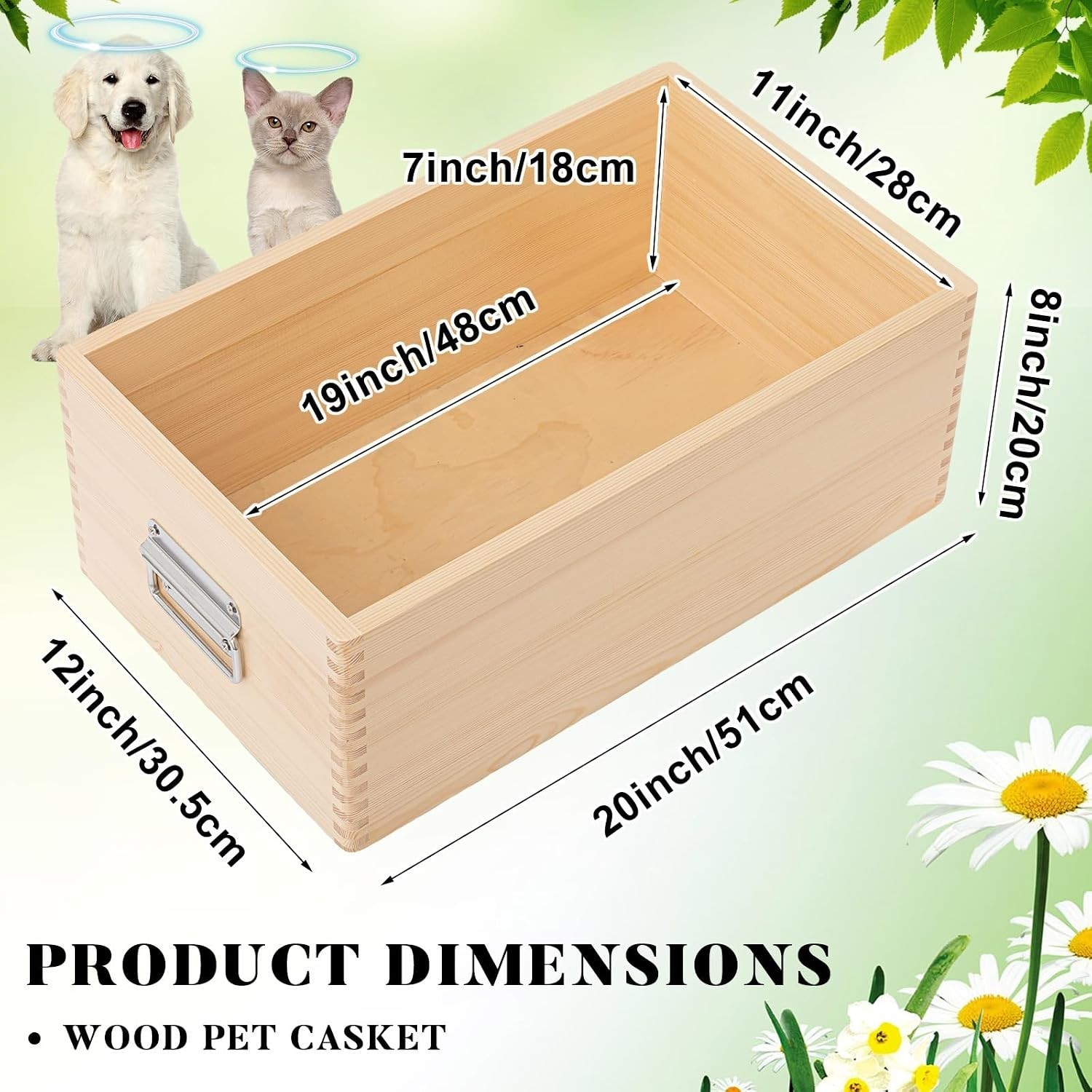 Pet Casket – 30″ Wooden Burial Box for Dogs and Cats, Strong and Safe Baltic Bir